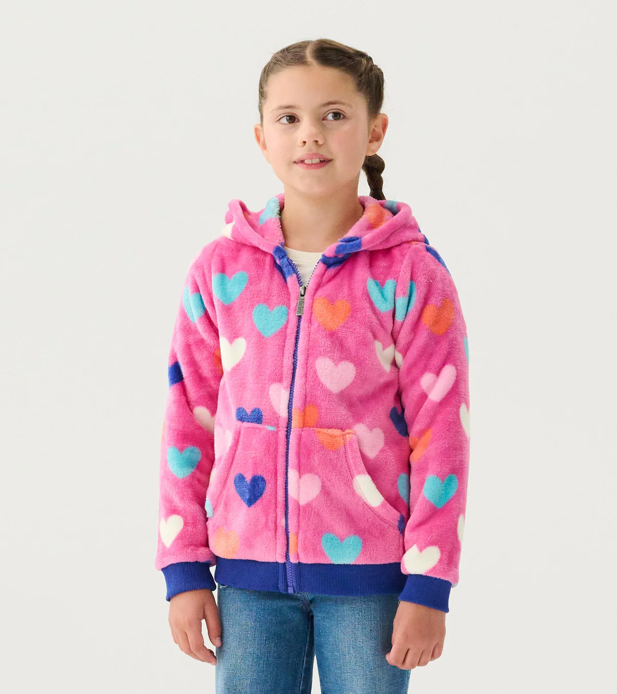 HATLEY HEARTS FUZZY FLEECE ZIP UP HOODIE - Image 2