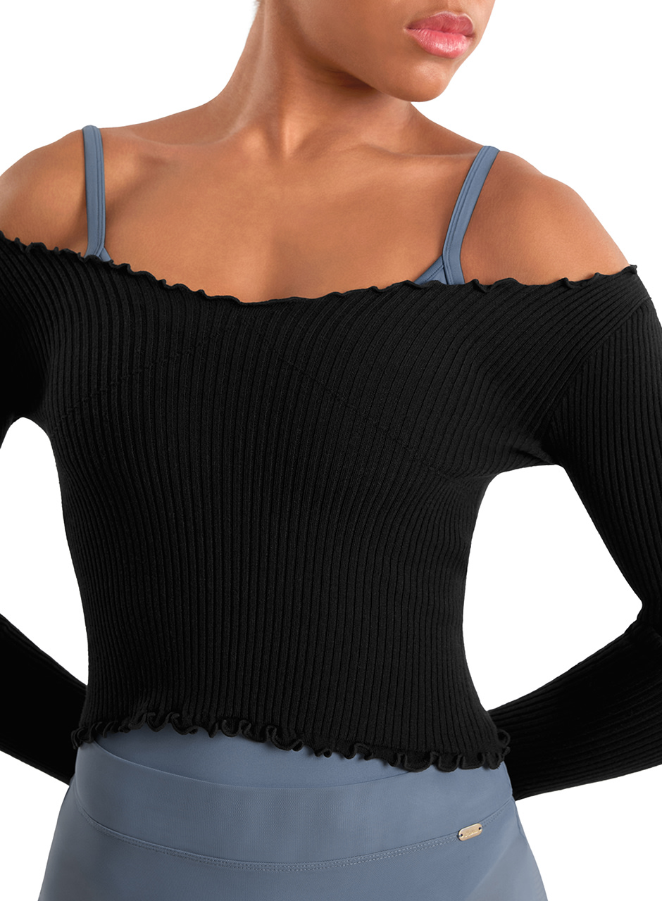 MIRELLA LONG SLEEVE RIBBED WARMUP TOP- ADULT